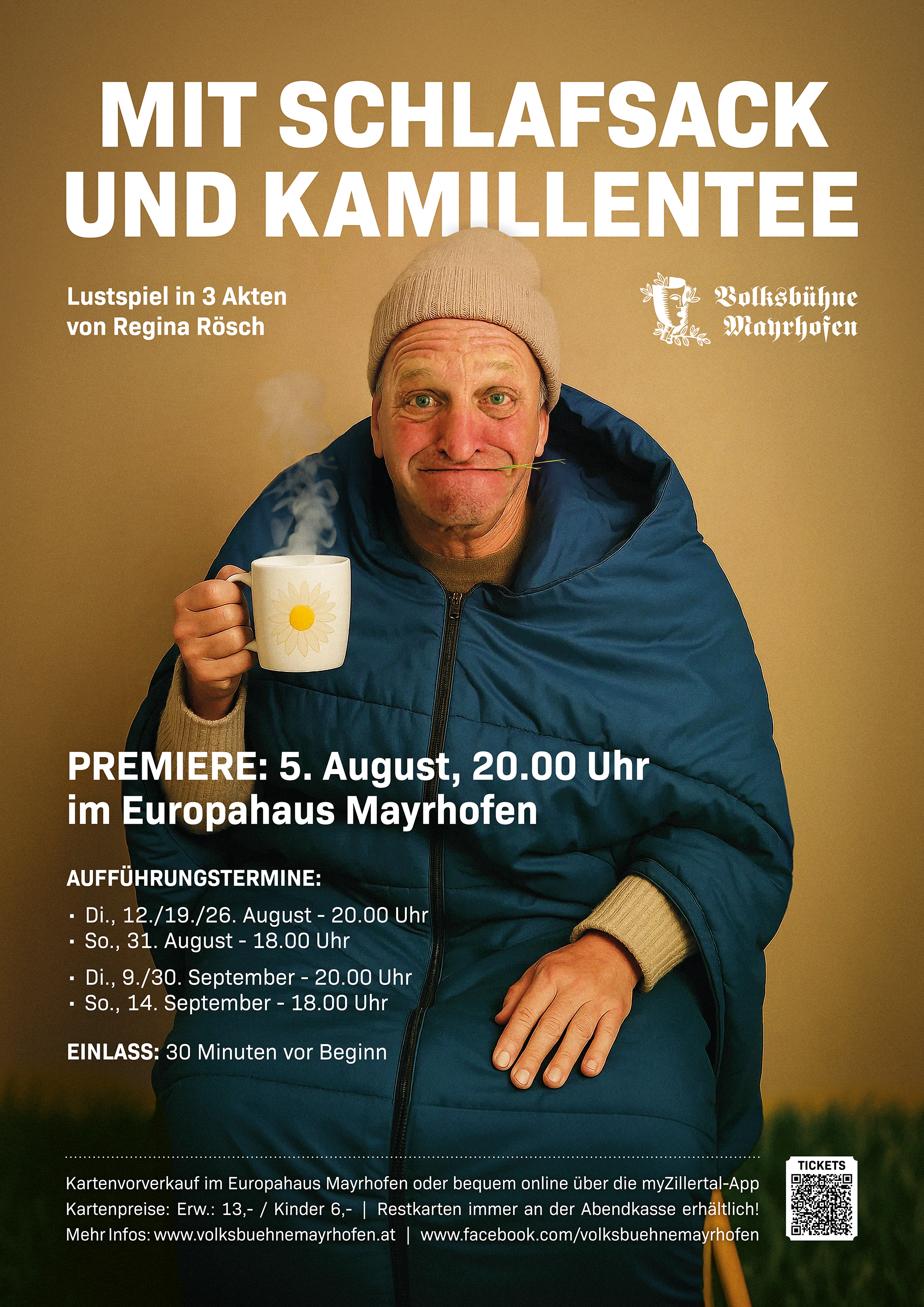 Plakat - Mit Schlafsack und Kamillentee